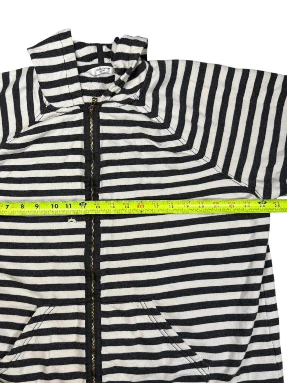 Liz Claiborne Boxy Gray and White Striped Hoodie - Picture 6 of 7